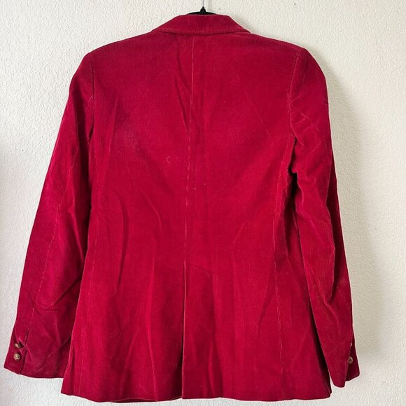 New Territories Womens Size 7 Red Two-Button Corduroy Blazer  Made in Japan - Picture 2 of 9